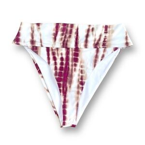 FOREVER 21 High-Waist Swim Bottoms in Magenta/White Tie-Dye Size Small (NWT)